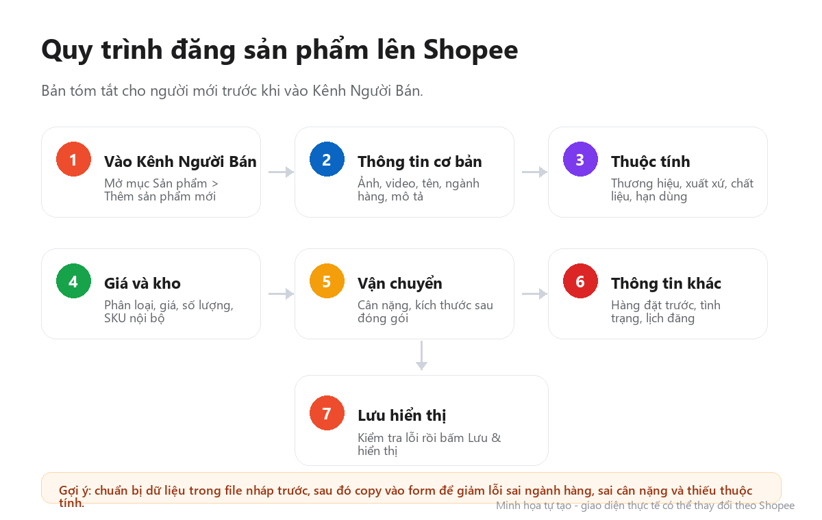 Quy trình 7 bước đăng sản phẩm lên Shopee