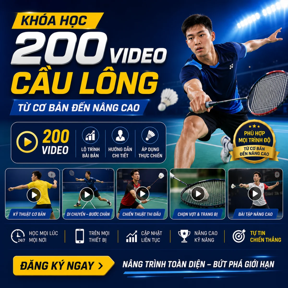 Khóa học 500 video đánh Cầu Lông