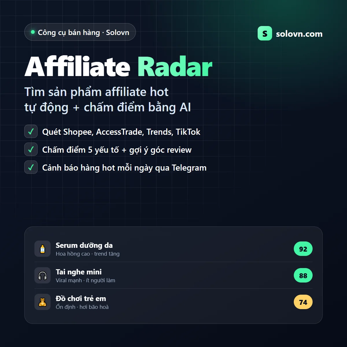 Affiliate Radar - Phần mềm tìm sản phẩm affiliate hot tự động